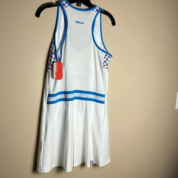 Wilson white halter tennis dress,activewear,racer back,pleated skirt,logo,slits - Picture 7 of 17